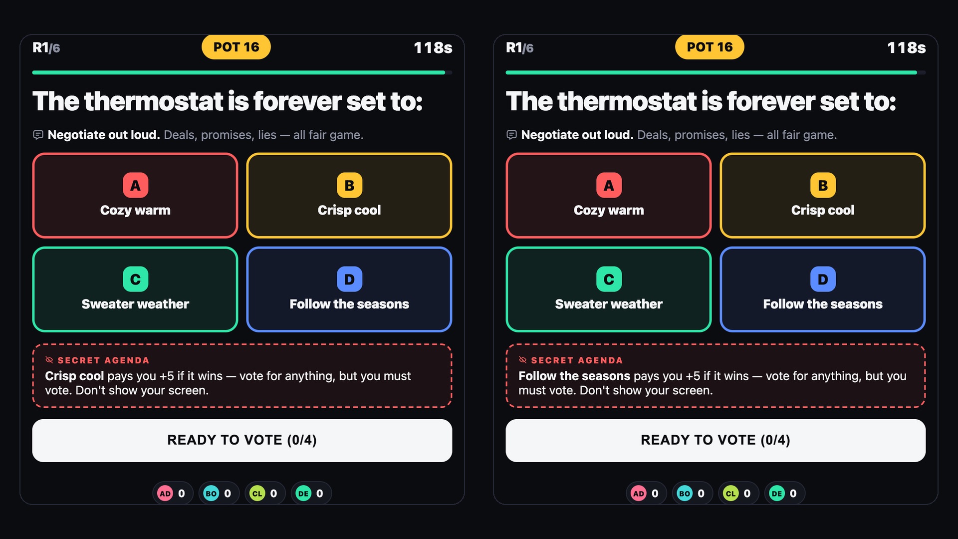 Consensus gameplay