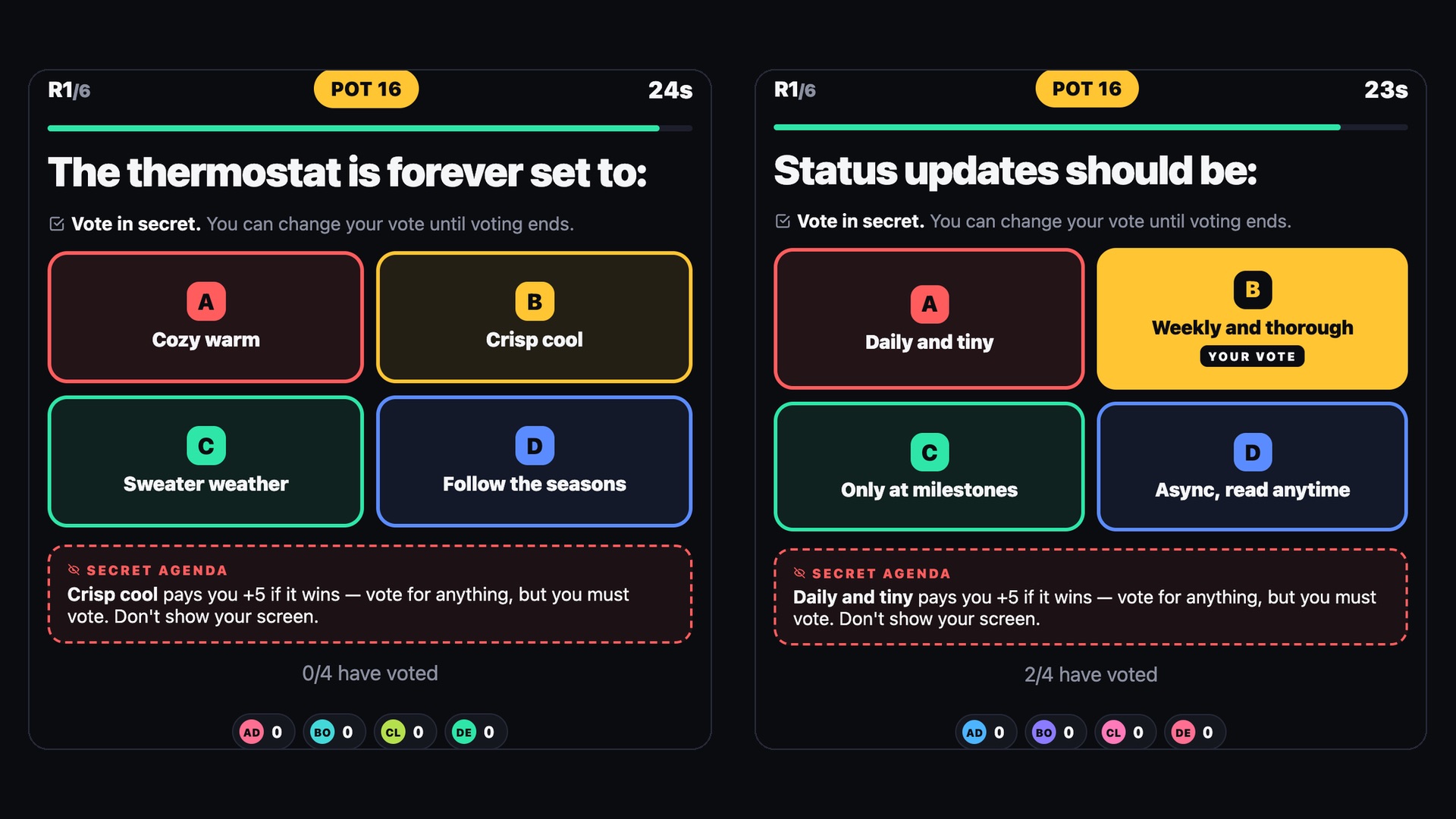Consensus gameplay