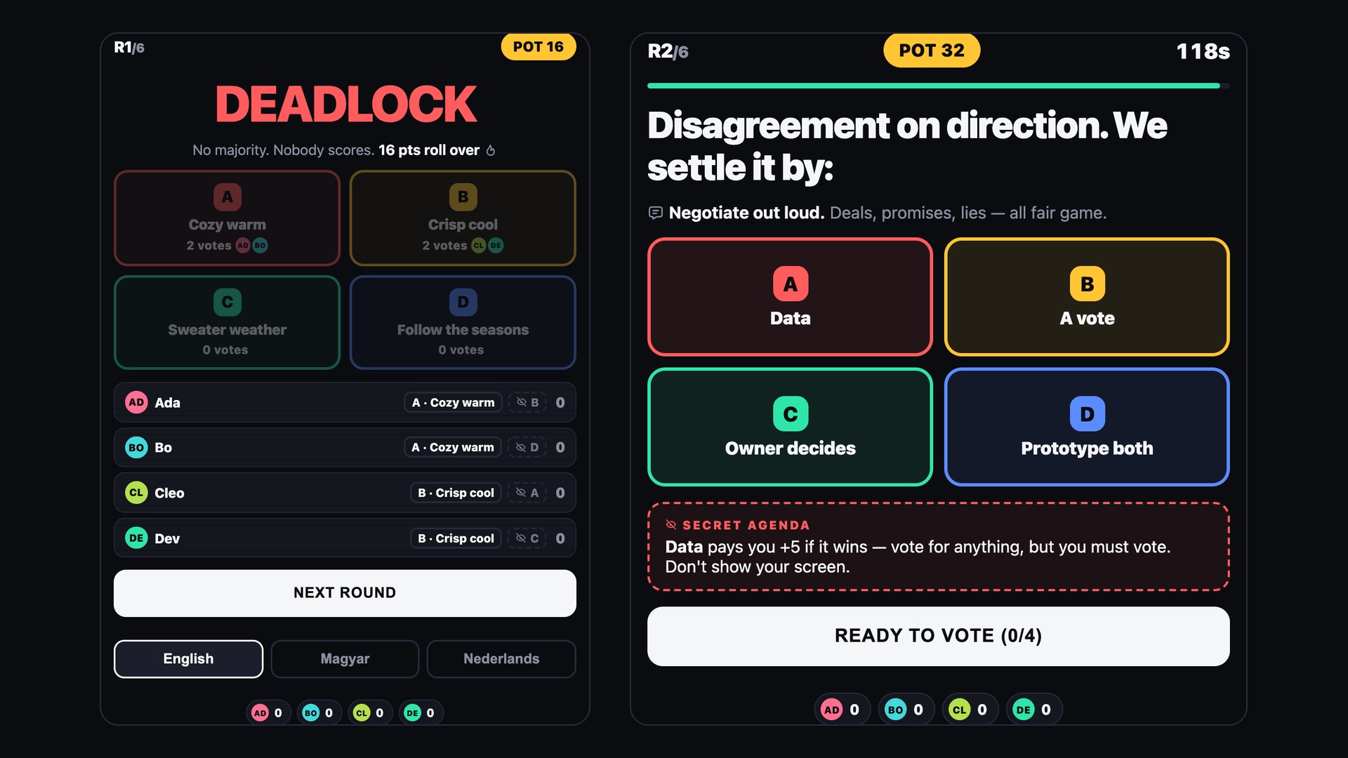 Consensus gameplay