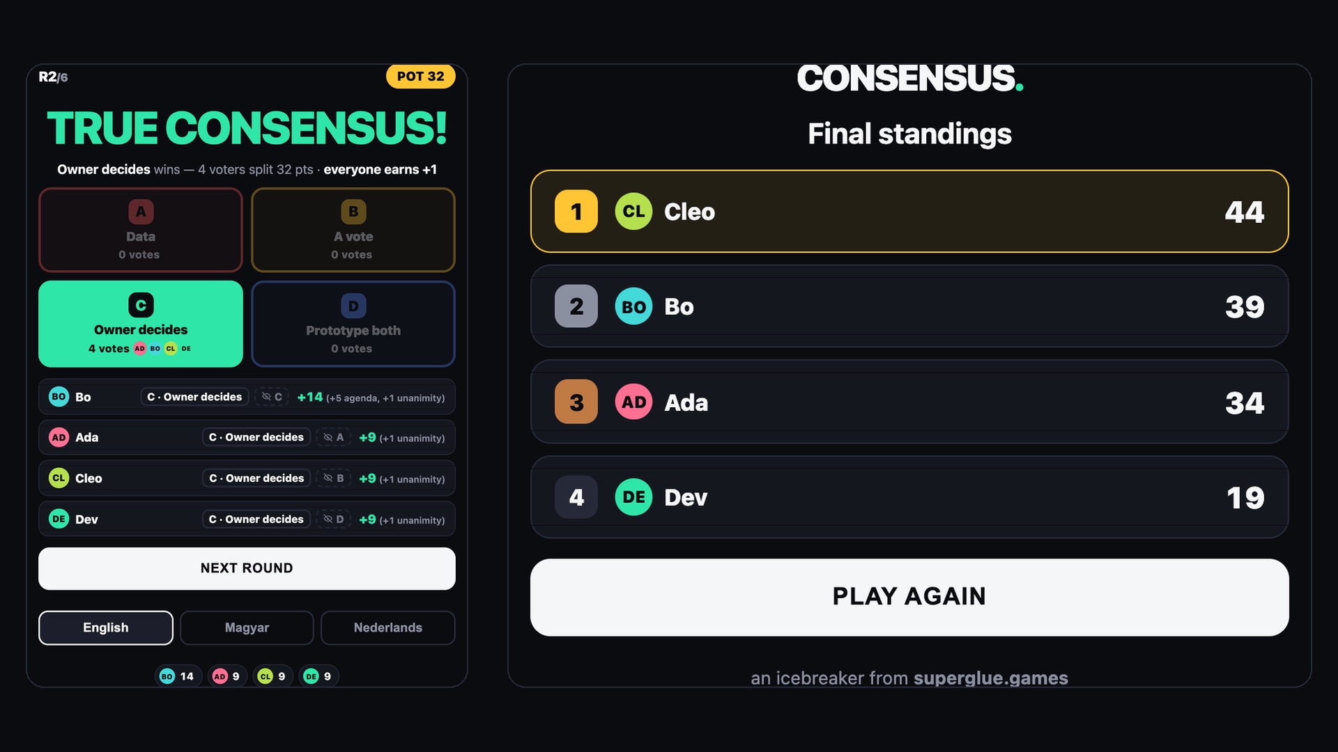 Consensus gameplay